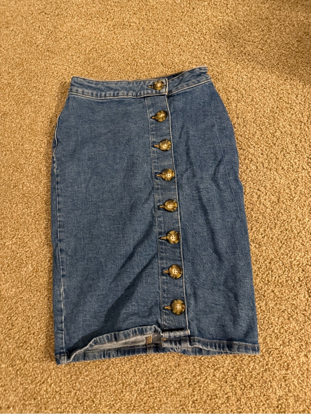 Maurices Mid-Blue Button-Front Denim Pencil Skirt